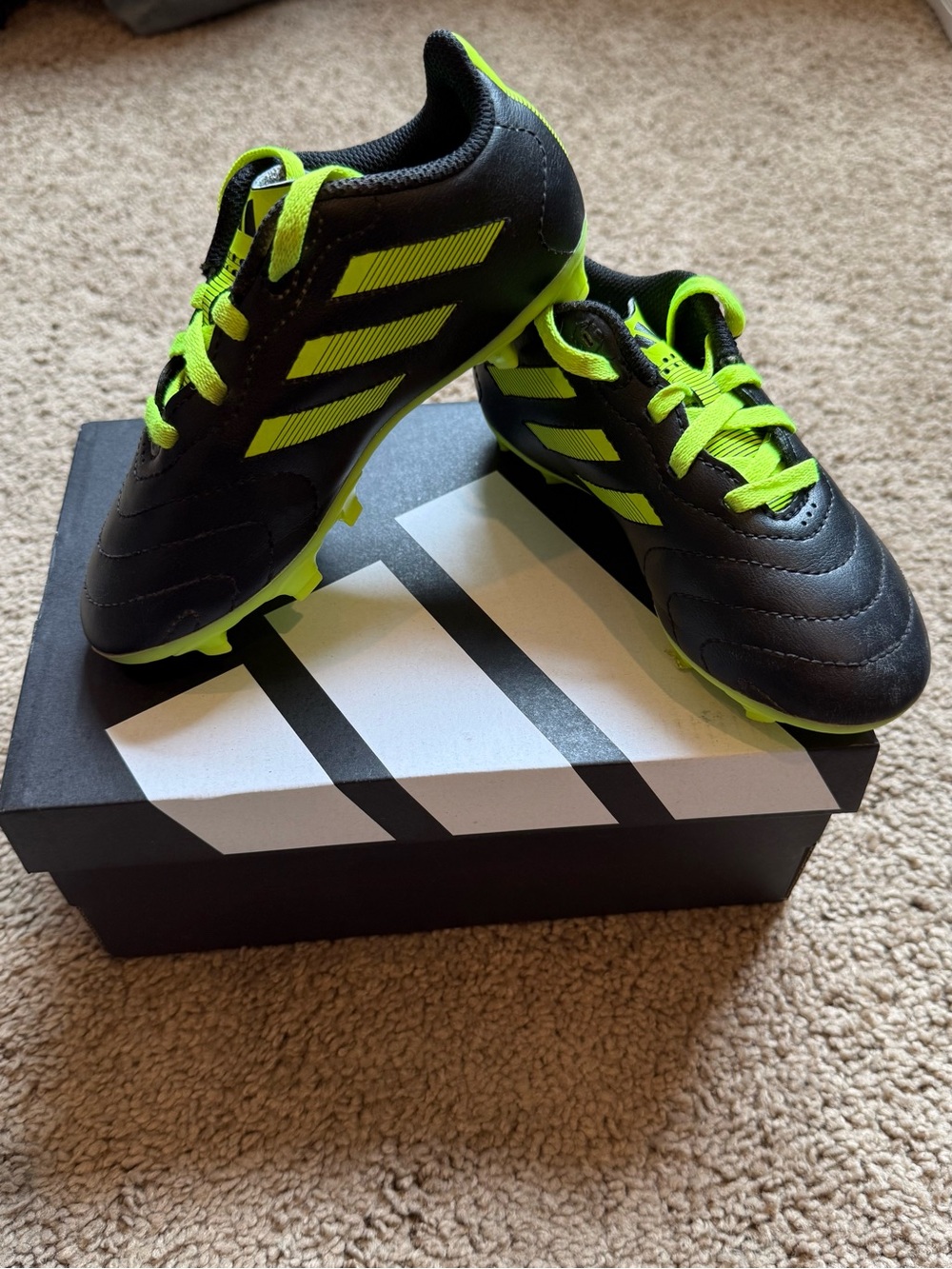 adidas Goletto IX Kids Soccer Cleats Black Neon Green 11K